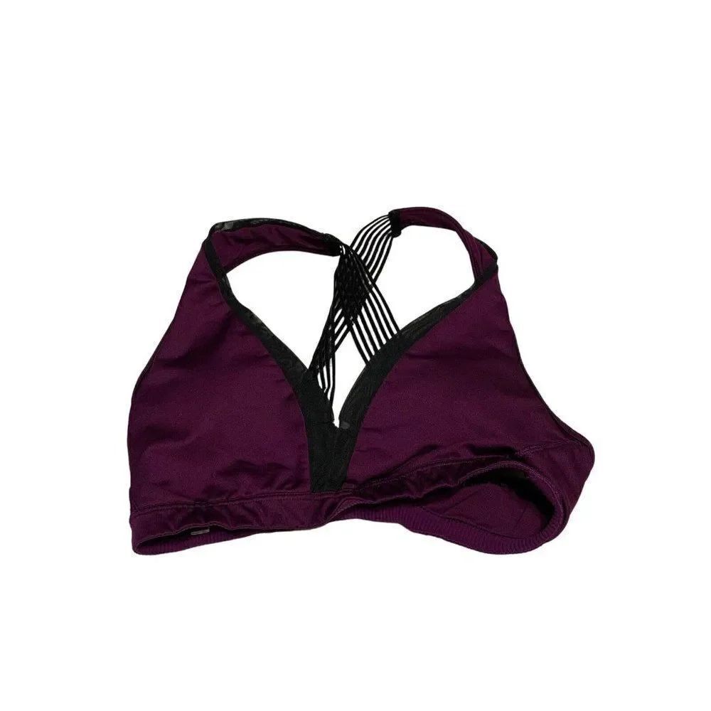 victoria secret Sport Purple Black V Neck Sports Bra Small